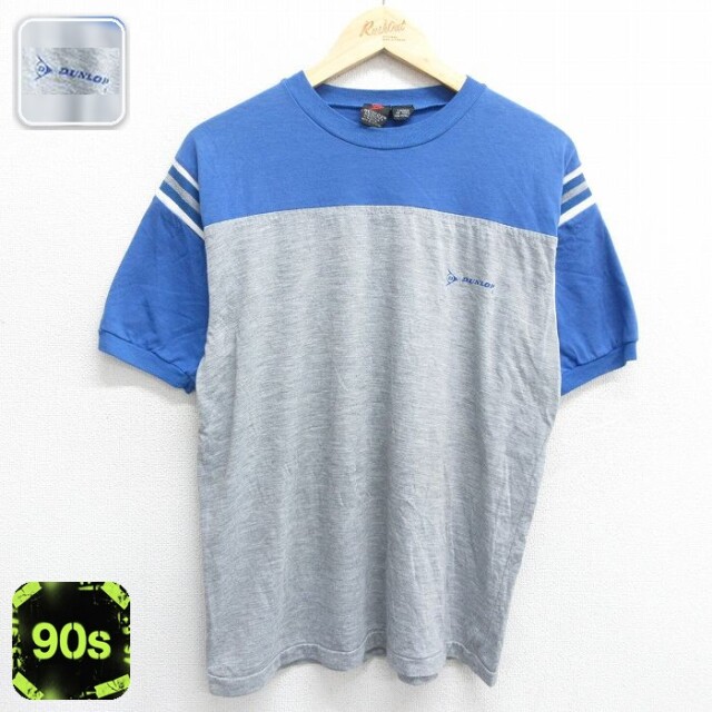 ダンロップ 90s 半袖Tシャツ ツートンカラー グレー L | 古着