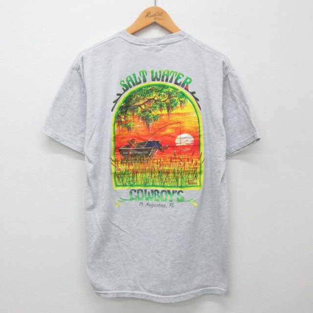 ジャージーズ 00s 半袖Tシャツ ソルトウォーターカウボーイ グレー霜降り L | 古着