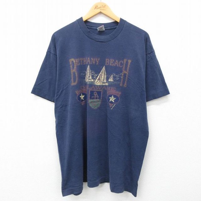 フルーツオブザルーム 90s 半袖Tシャツ ベサニービーチ ネイビー XL | 古着
