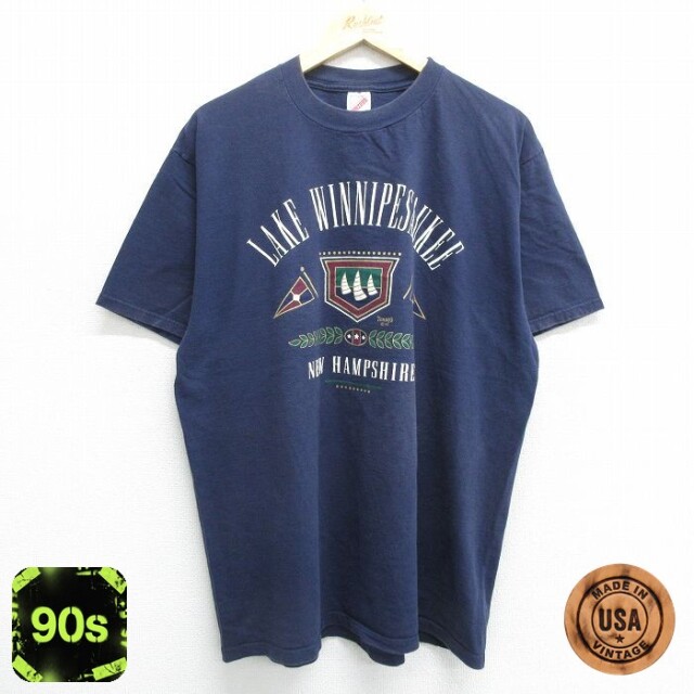 ジャージーズ 90s 半袖Tシャツ ウィニペソーキー湖 ネイビー XL | 古着