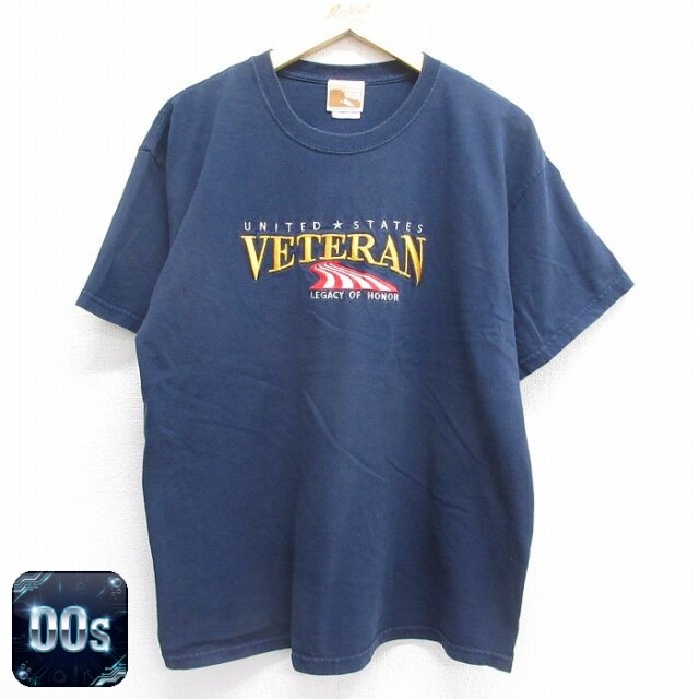 00s 半袖Tシャツ VETERAN 刺繍 ネイビー XL | 古着