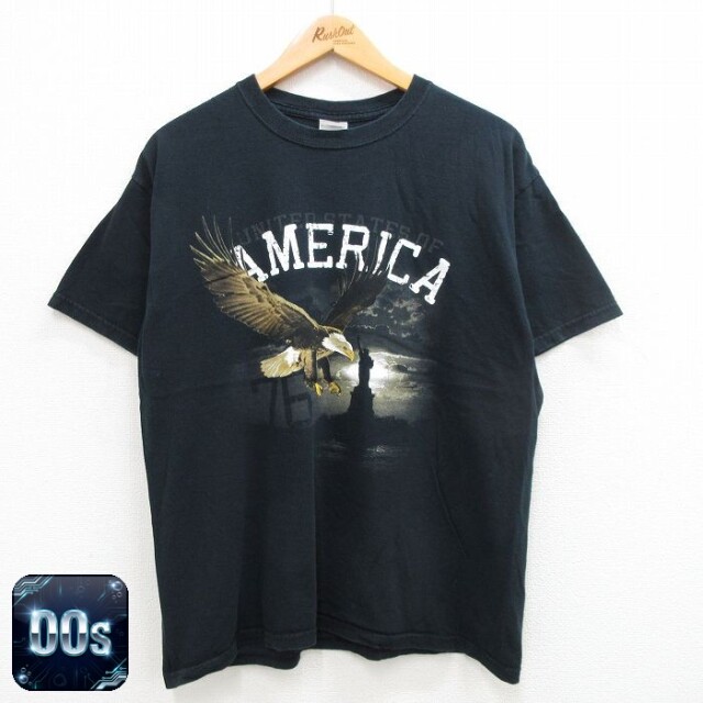 00s 半袖Tシャツ ワシ自由の女神 ブラック XL | 古着