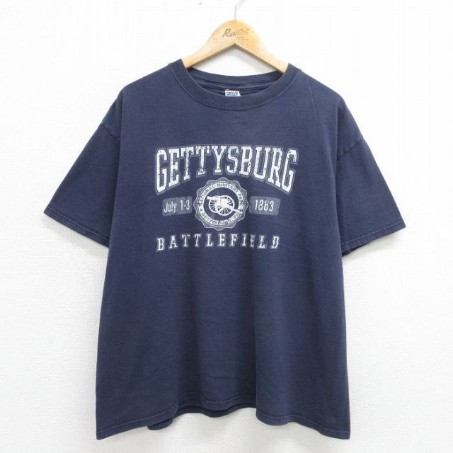00s 半袖Tシャツ ゲティスバーグ ネイビー XL | 古着