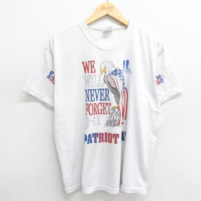 ヘインズ 00s 半袖Tシャツ ワシ星条旗 ホワイト XL | 古着