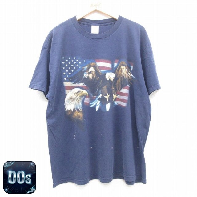 00s 半袖Tシャツ 星条旗ワシ ネイビー XL | 古着