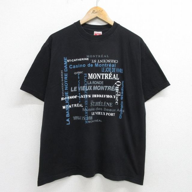 XL★古着 半袖 ビンテージ Tシャツ メンズ 00年代 00s モントレール コットン クルーネック 黒 ブラック 【spe】 24jun01 中古