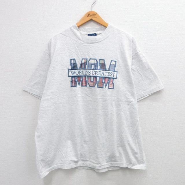 00s 半袖Tシャツ MOM刺繍 グレー XL | 古着