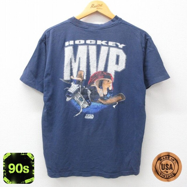 90s 半袖Tシャツ ホッケー ネイビー L | 古着