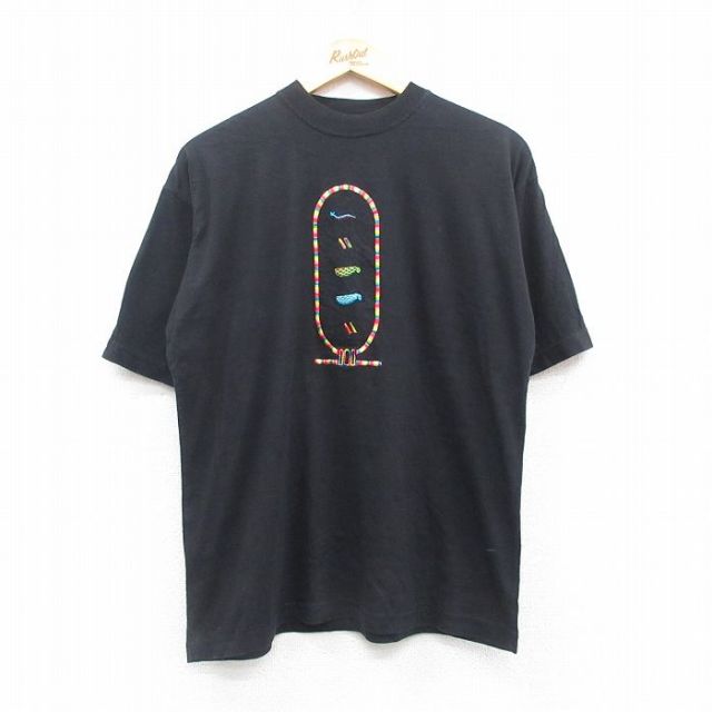 00s 半袖Tシャツ 刺繍 ブラック L | 古着