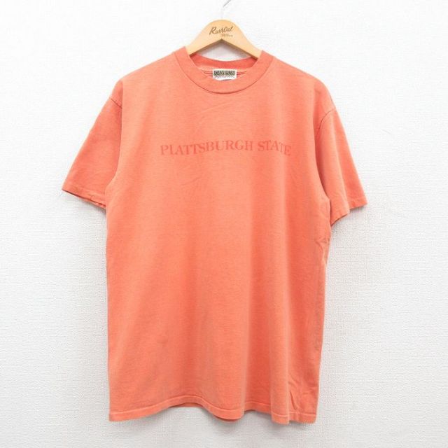 【50%OFF】90s 半袖Tシャツ PLATTSBURGH STATE オレンジ L | 古着
