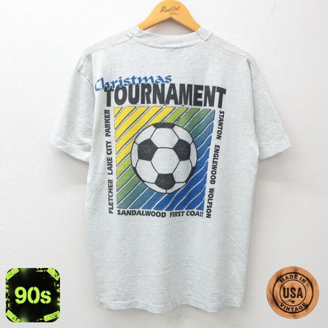 フルーツオブザルーム 90s 半袖Tシャツ サッカーボール グレー L | 古着