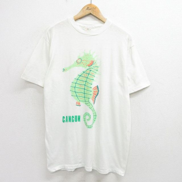 80s 半袖Tシャツ タツノオトシゴ ホワイト XL | 古着