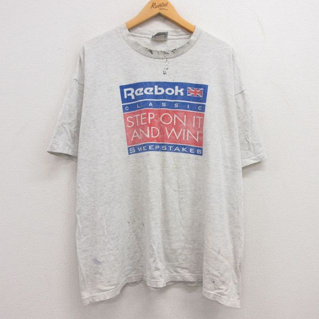 【50%OFF】リーボック 90s 半袖Tシャツ ビッグロゴ グレー XL | 古着