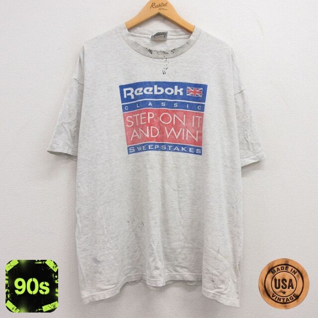 リーボック 90s 半袖Tシャツ ビッグロゴ グレー XL | 古着