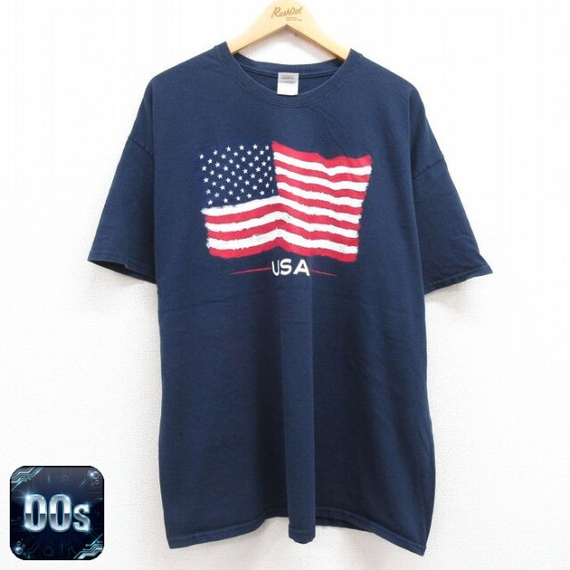 00s 半袖Tシャツ 星条旗 ネイビー XL | 古着