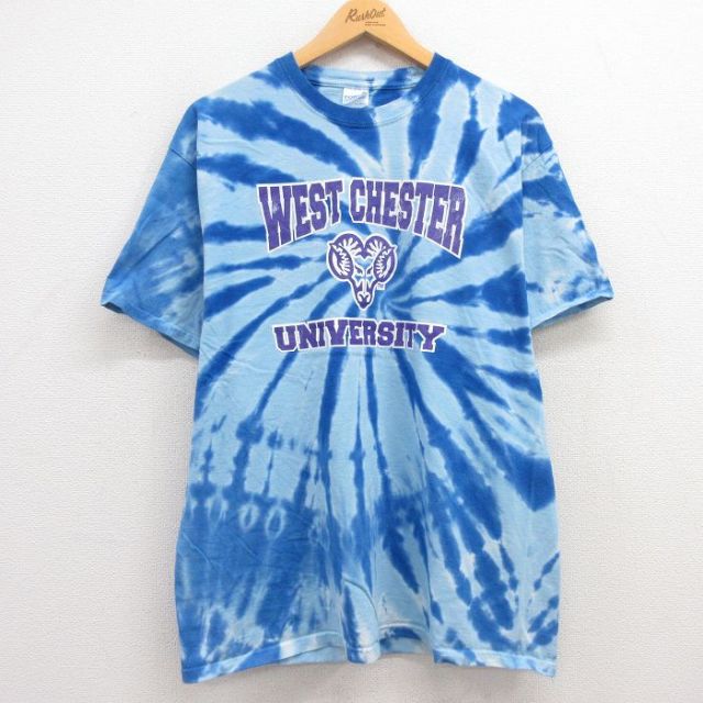 00s 半袖Tシャツ ウエストチェスター大学 ブルータイダイ L | 古着