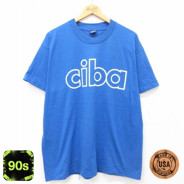 フルーツオブザルーム 90s 半袖Tシャツ Ciba ブルー XL | 古着