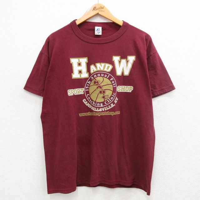 【50%OFF】ラッセル 00s 半袖Tシャツ SPORTSHOP バーガンディ XL | 古着