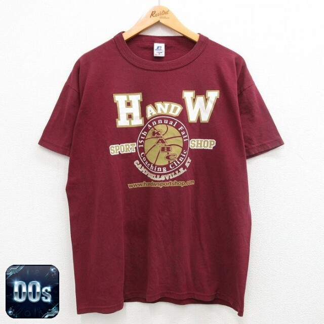 【50%OFF】ラッセル 00s 半袖Tシャツ SPORTSHOP バーガンディ XL | 古着