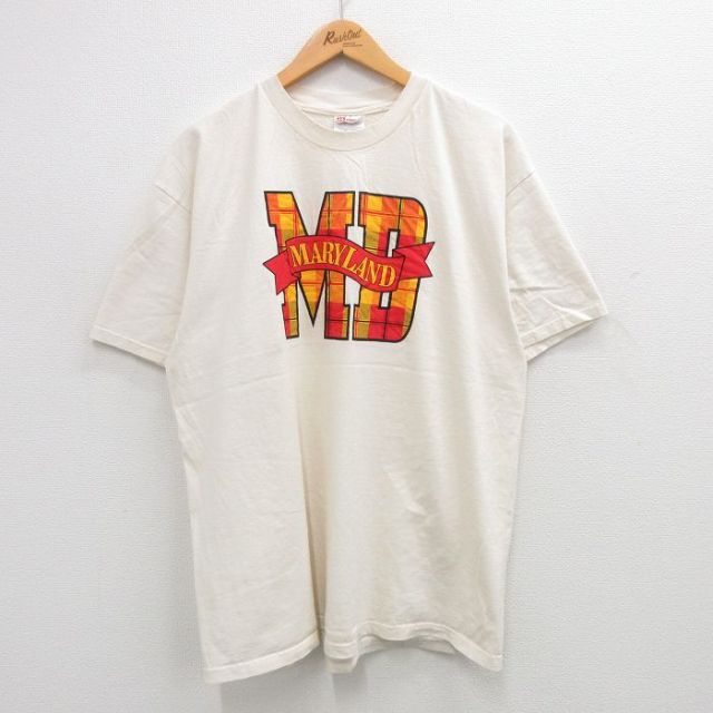 ヘインズ 00s 半袖Tシャツ メリーランド ベージュ XL | 古着