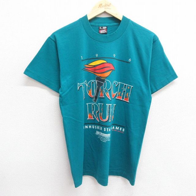 フルーツオブザルーム 90s 半袖Tシャツ TORCH RUN ライトブルー M | 古着
