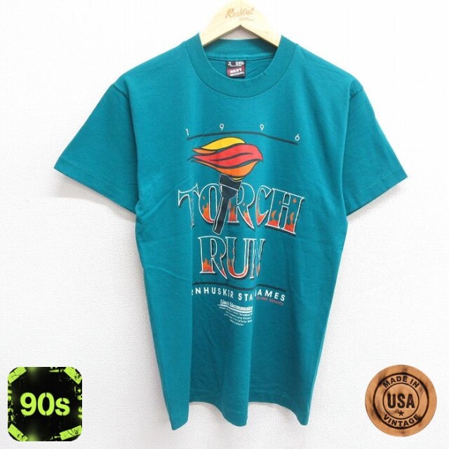 フルーツオブザルーム 90s 半袖Tシャツ TORCH RUN ライトブルー M | 古着