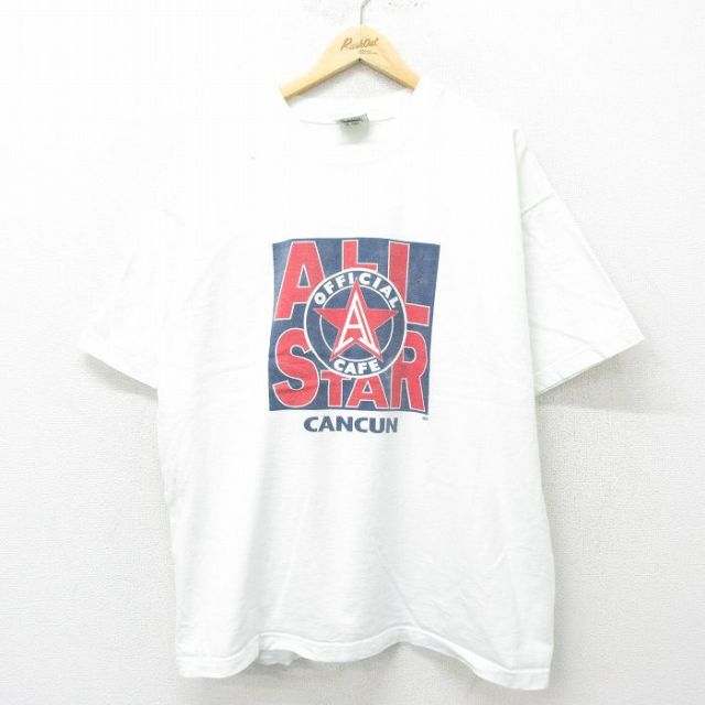 XL★古着 半袖 ビンテージ Tシャツ メンズ 90年代 90s カンクン 大きいサイズ コットン 白 ホワイト 【spe】 24jun13 中古