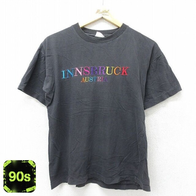 90s 半袖Tシャツ 刺繍 ブラック M | 古着
