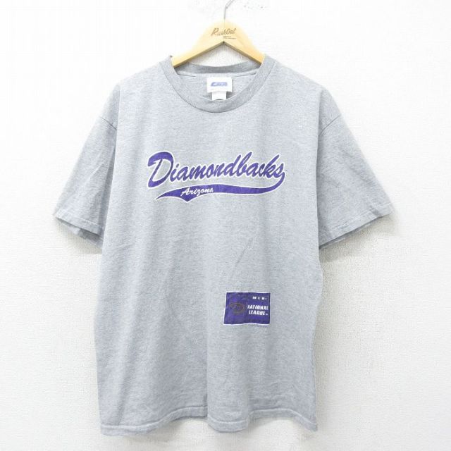 XL★古着 半袖 ビンテージ Tシャツ メンズ 00年代 00s MLB アリゾナダイヤモンドバックス クルーネック グレー 霜降り メジャーリーグ ベースボール 野球 24jun15 中古