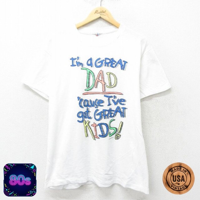 80s 半袖Tシャツ DAD ホワイト メンズL相当 | 古着