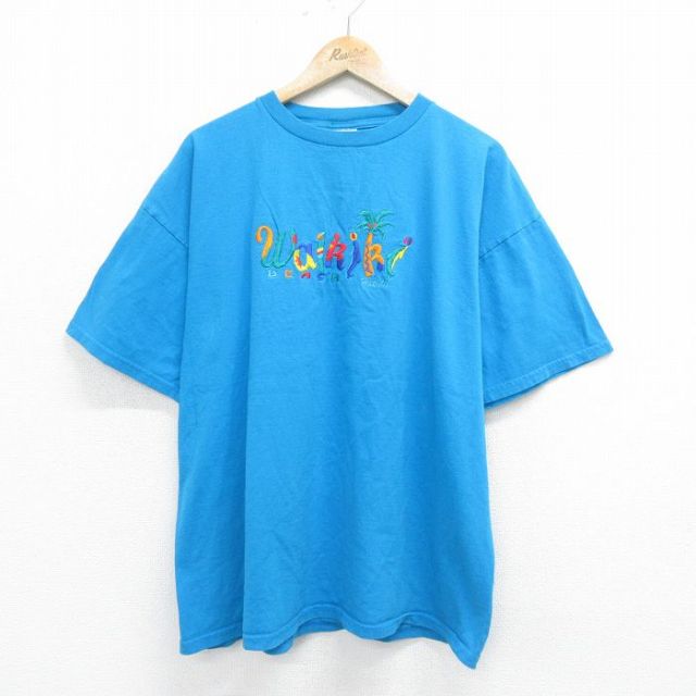 TULTEX 90s 半袖Tシャツ ワイキキ刺繍 ライトブルー XL | 古着