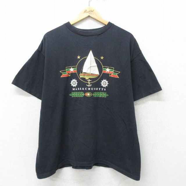 90s 半袖Tシャツ ヨット ブラック XL | 古着