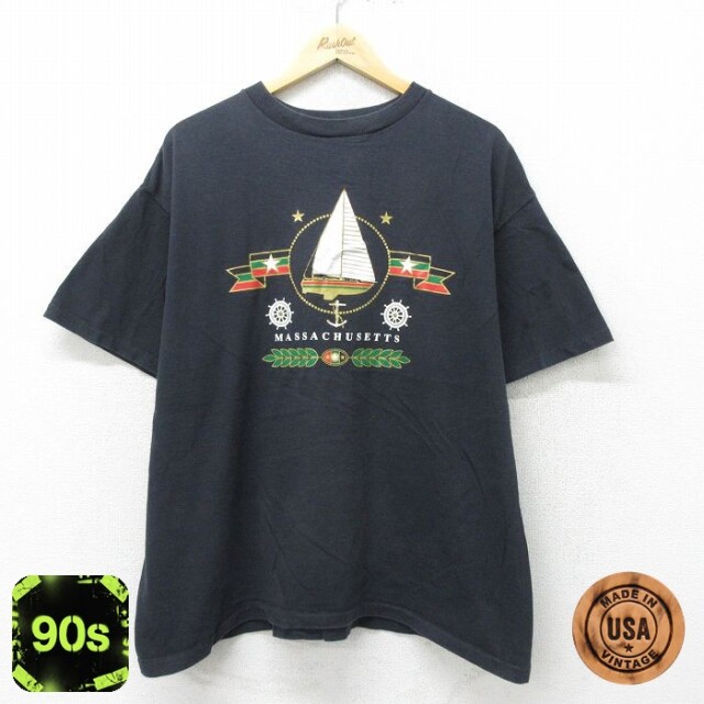 90s 半袖Tシャツ ヨット ブラック XL | 古着