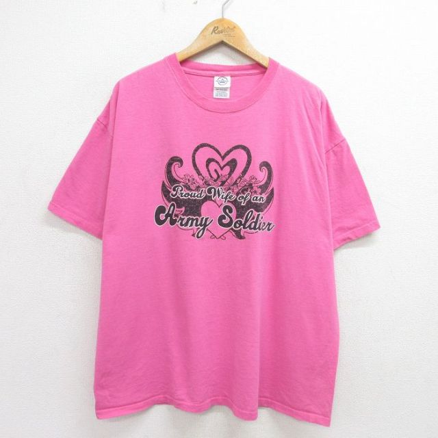 00s 半袖Tシャツ Army Soldier ピンク XL | 古着
