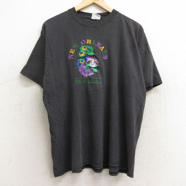 All Sport 90s 半袖Tシャツ ニューオーリンズ仮面刺繍 ブラック XL | 古着