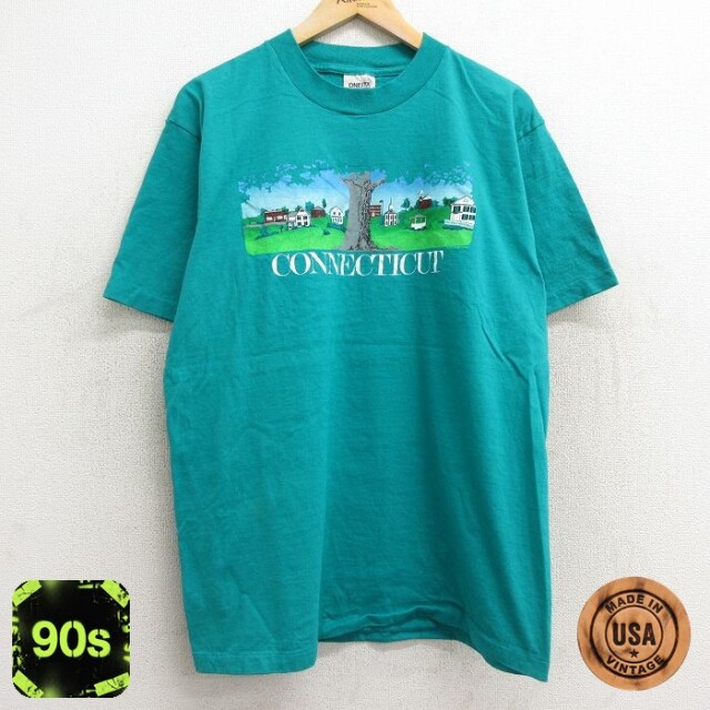 オニータ 90s 半袖Tシャツ 木 青緑 L | 古着