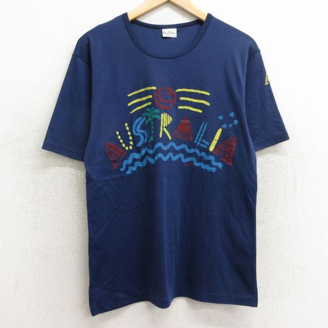 90s 半袖Tシャツ スマイル ネイビー M | 古着