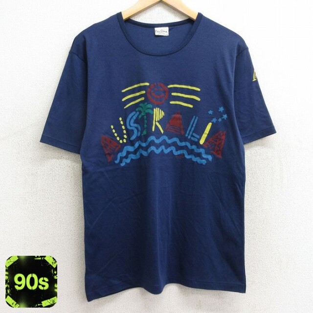 90s 半袖Tシャツ スマイル ネイビー M | 古着