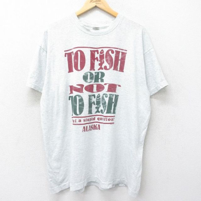 フルーツオブザルーム 90s 半袖Tシャツ FISH アラスカ グレー XL | 古着
