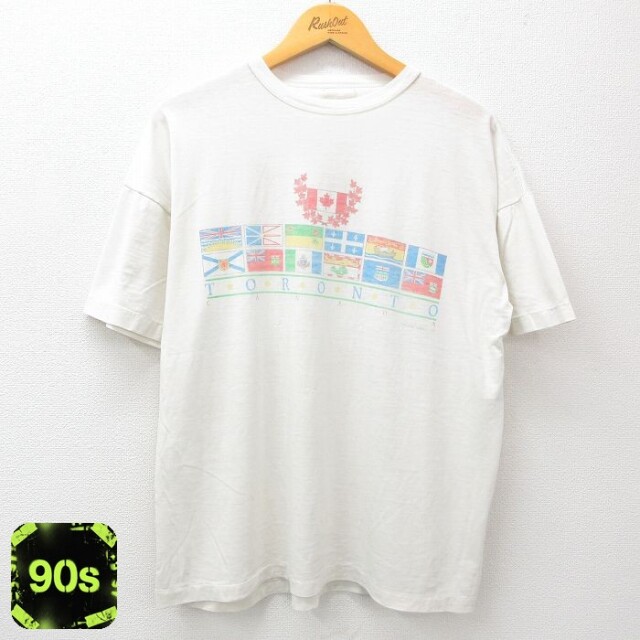 90s 半袖Tシャツ 国旗 ホワイト XL | 古着