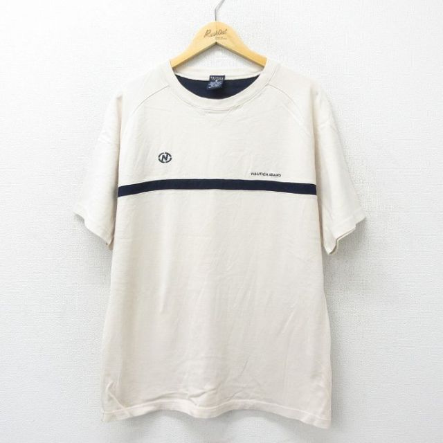 【50%OFF】ノーティカ 90s 半袖Tシャツ ワンポイントロゴ ベージュ XL | 古着