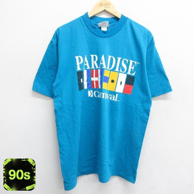 90s 半袖Tシャツ PARADISE国旗 ライトブルー L | 古着
