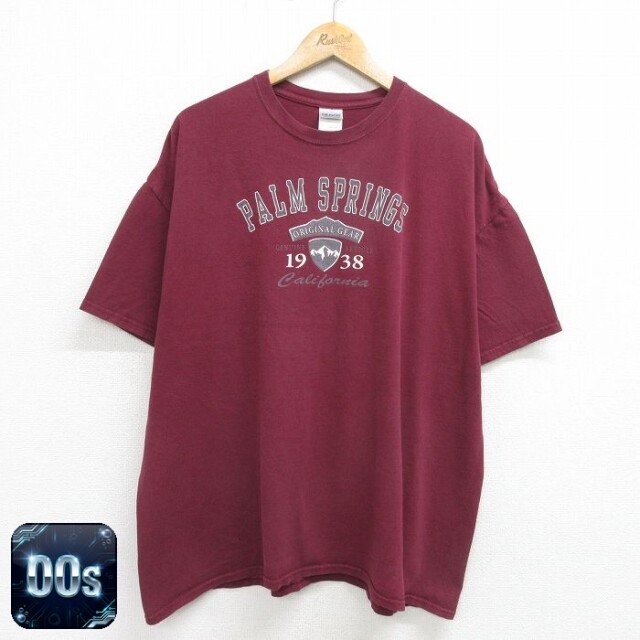 00s 半袖Tシャツ パームスプリングス バーガンディ XL | 古着