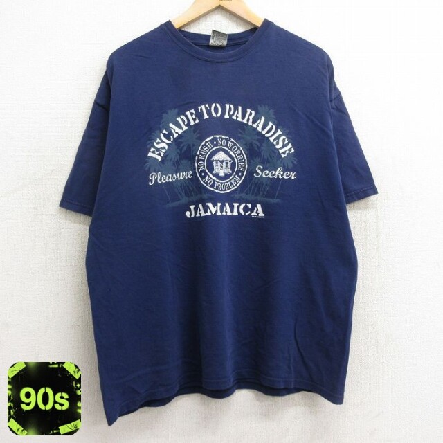 90s 半袖Tシャツ ジャマイカ ネイビー XL | 古着