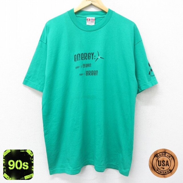 90s 半袖Tシャツ energy グリーン XL | 古着
