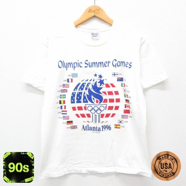ヘインズ 90s 半袖Tシャツ アトランタオリンピック ホワイト メンズM相当 | 古着