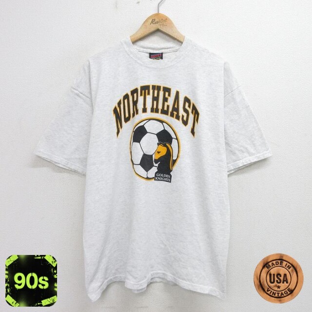 ノースイースト 90s 半袖Tシャツ サッカー グレー XL | 古着