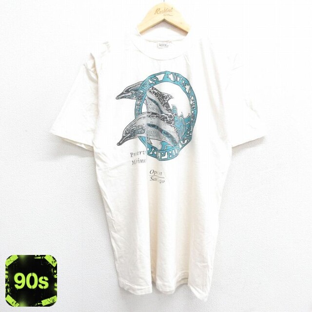 90s 半袖Tシャツ イルカ 生成り L | 古着