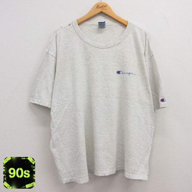 チャンピオン 90s 半袖Tシャツ ワンポイントロゴ グレー霜降り XL | 古着