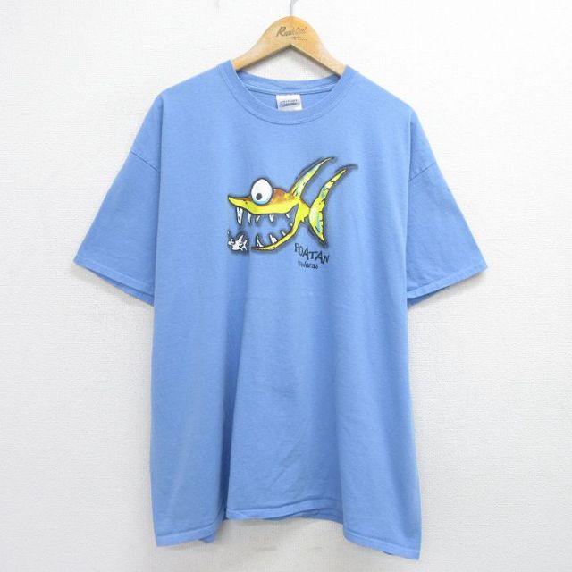 00s 半袖Tシャツ 魚 ネイビー XL | 古着